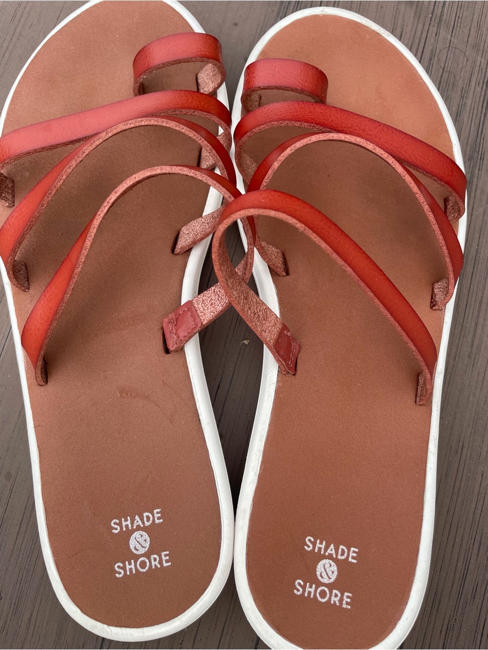 Shade & Shore Women's Isabel Toe Ring Sandals Cognac Size 8 - Picture 3 of 7